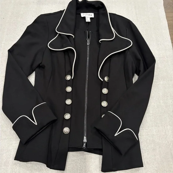 Joseph Ribkoff #183355 Woman's Black Military-Look Zip-Front Jacket - Picture 4 of 13